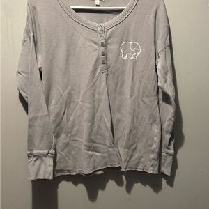 Ivory Ella Gray Long Sleeve Women’s Shirt with Elephant